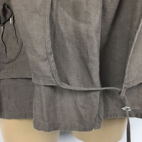 Crea Concept Linen Brown Button Front Layered Jacket Top 12 - Picture 6 of 9